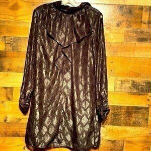 Nanette Lepore shear metallic black long sleeve tunic size 4